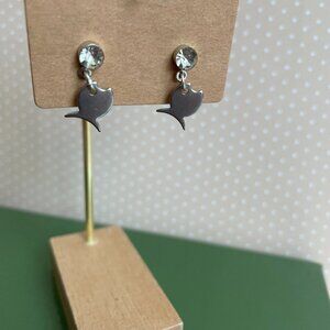 Silver Tone Fish Stud Dangle Pierced Earrings NWT